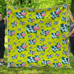 Cartoon Smiley Cow Pattern Print Quilt