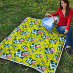 Cartoon Smiley Cow Pattern Print Quilt