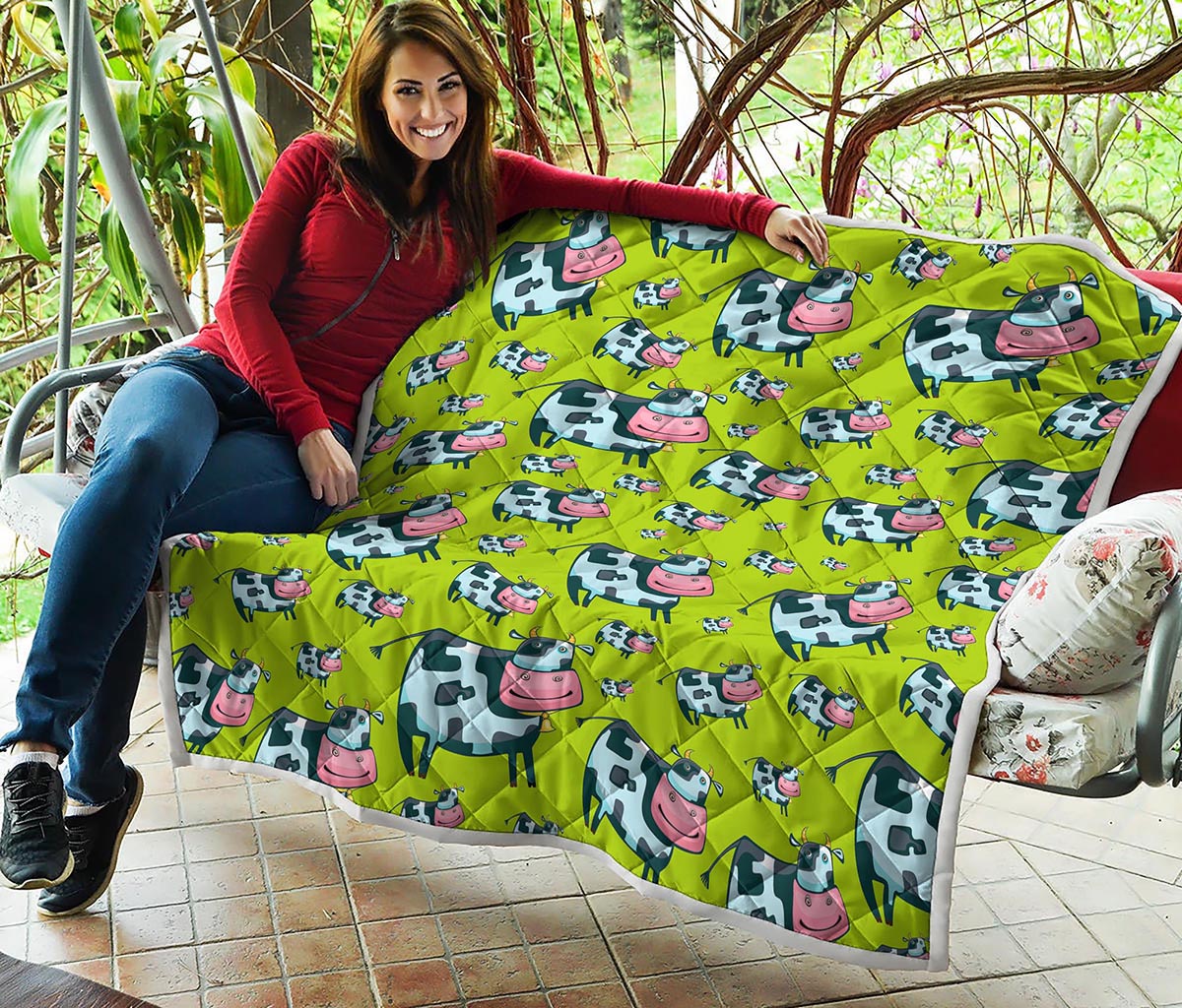 Cartoon Smiley Cow Pattern Print Quilt