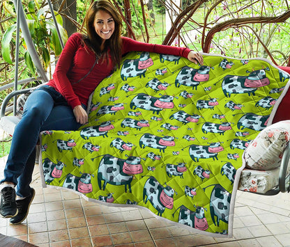 Cartoon Smiley Cow Pattern Print Quilt
