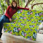 Cartoon Smiley Cow Pattern Print Quilt