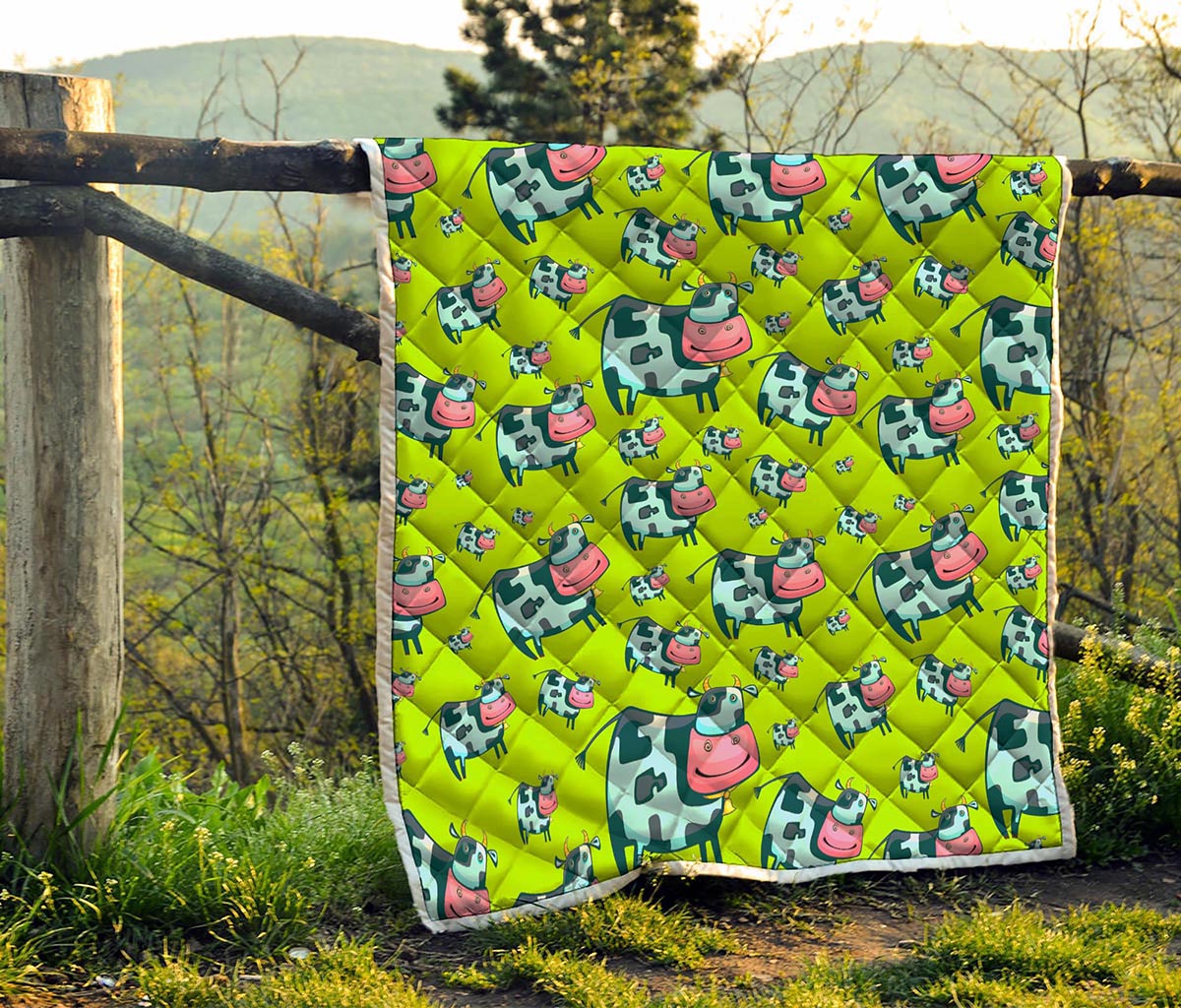 Cartoon Smiley Cow Pattern Print Quilt