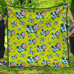 Cartoon Smiley Cow Pattern Print Quilt