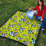 Cartoon Smiley Cow Pattern Print Quilt