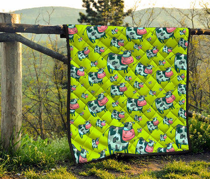 Cartoon Smiley Cow Pattern Print Quilt