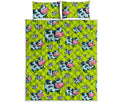 Cartoon Smiley Cow Pattern Print Quilt Bed Set