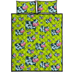 Cartoon Smiley Cow Pattern Print Quilt Bed Set