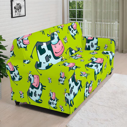 Cartoon Smiley Cow Pattern Print Sofa Cover