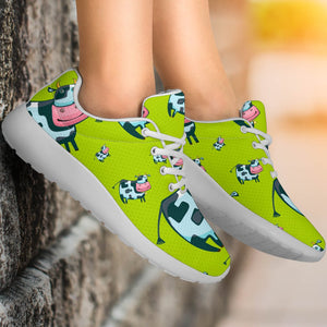 Cartoon Smiley Cow Pattern Print Sport Shoes GearFrost