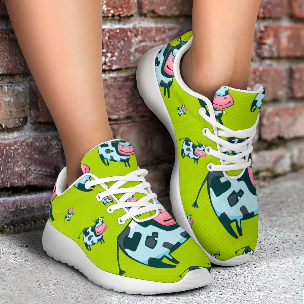 Cartoon Smiley Cow Pattern Print Sport Shoes GearFrost