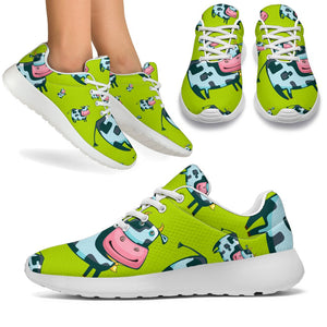 Cartoon Smiley Cow Pattern Print Sport Shoes GearFrost