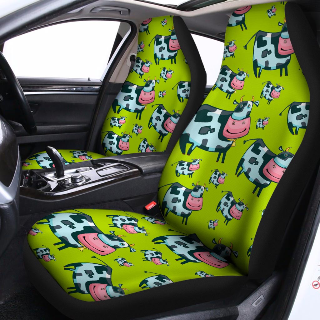 Cartoon Smiley Cow Pattern Print Universal Fit Car Seat Covers