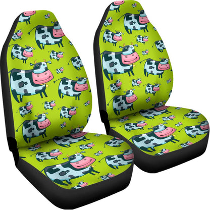 Cartoon Smiley Cow Pattern Print Universal Fit Car Seat Covers