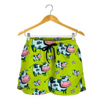 Cartoon Smiley Cow Pattern Print Women's Shorts