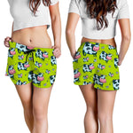 Cartoon Smiley Cow Pattern Print Women's Shorts