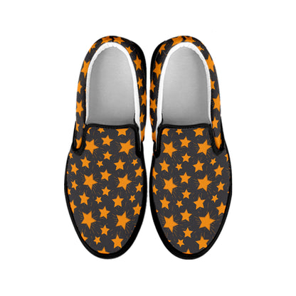 Cartoon Star Pattern Print Black Slip On Shoes