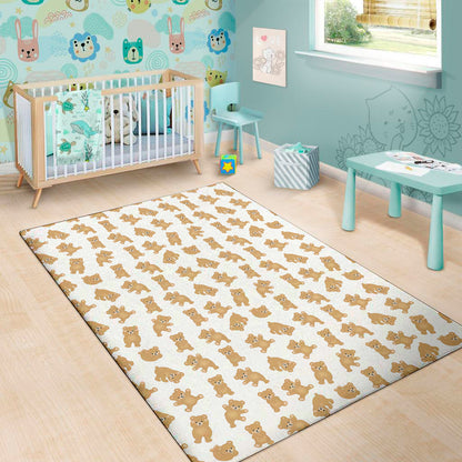 Cartoon Teddy Bear Pattern Print Area Rug