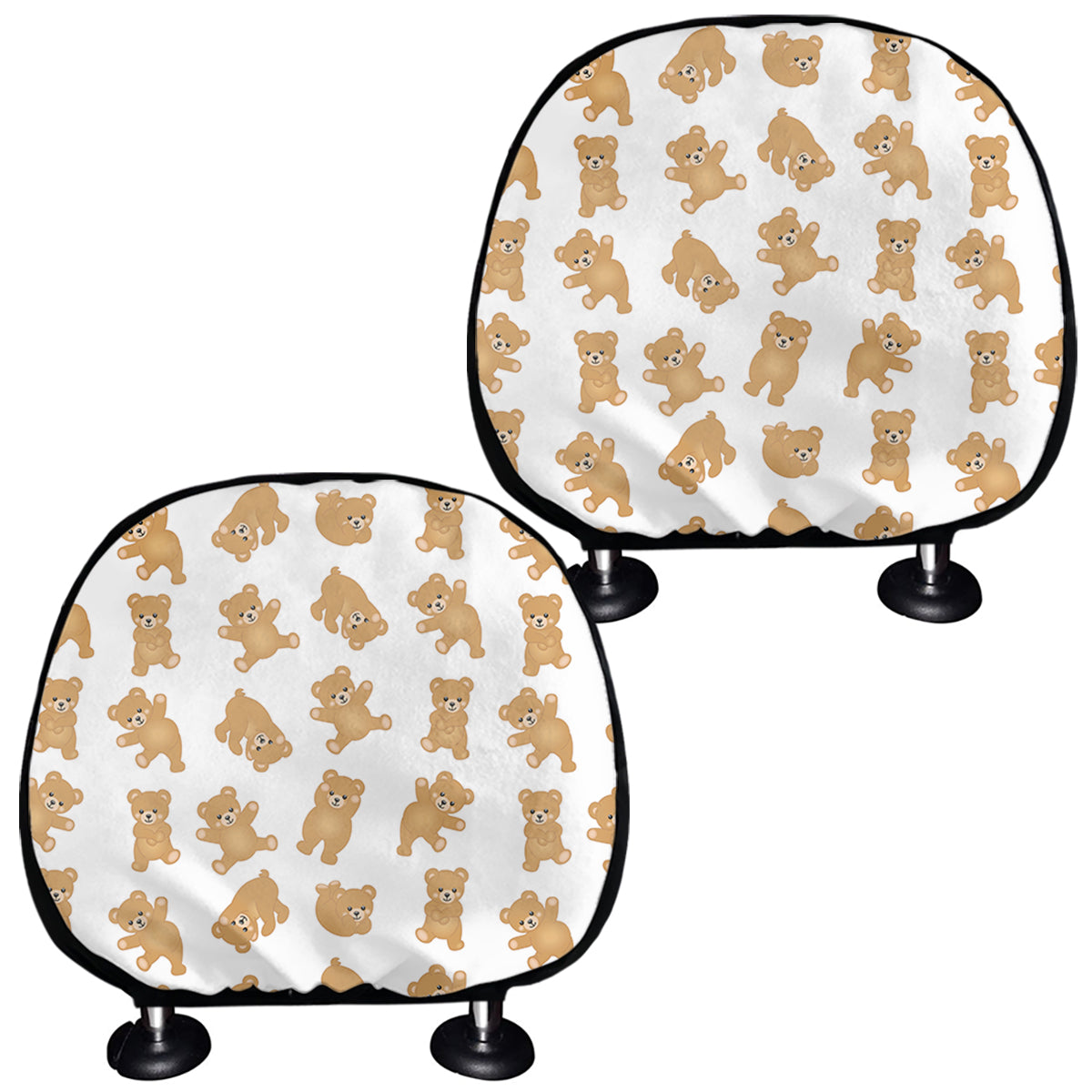 Cartoon Teddy Bear Pattern Print Car Headrest Covers