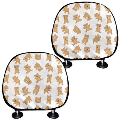 Cartoon Teddy Bear Pattern Print Car Headrest Covers
