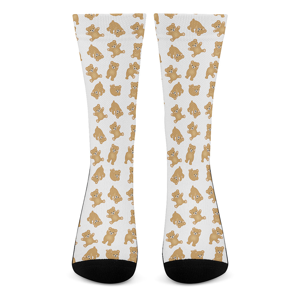 Cartoon Teddy Bear Pattern Print Crew Socks