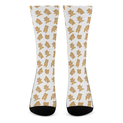 Cartoon Teddy Bear Pattern Print Crew Socks