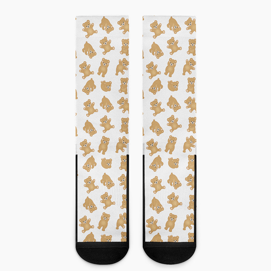 Cartoon Teddy Bear Pattern Print Crew Socks