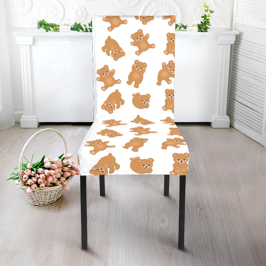 Cartoon Teddy Bear Pattern Print Dining Chair Slipcover