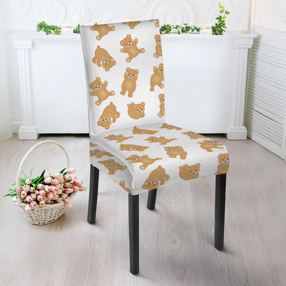 Cartoon Teddy Bear Pattern Print Dining Chair Slipcover
