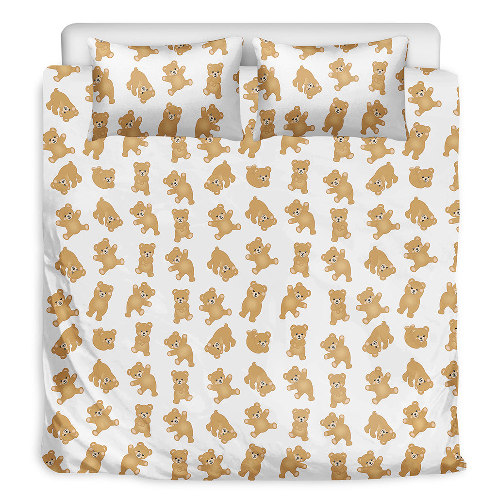Cartoon Teddy Bear Pattern Print Duvet Cover Bedding Set