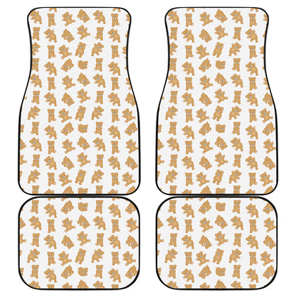 Cartoon Teddy Bear Pattern Print Front and Back Car Floor Mats