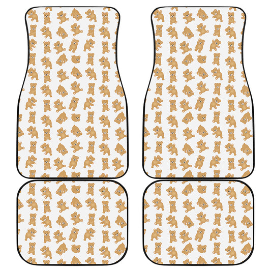 Cartoon Teddy Bear Pattern Print Front and Back Car Floor Mats