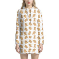 Cartoon Teddy Bear Pattern Print Pullover Hoodie Dress