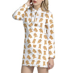 Cartoon Teddy Bear Pattern Print Hoodie Dress