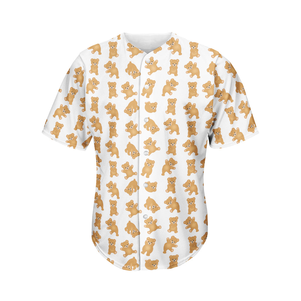 Cartoon Teddy Bear Pattern Print Men's Baseball Jersey