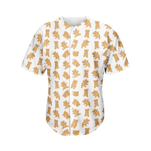 Cartoon Teddy Bear Pattern Print Men's Baseball Jersey