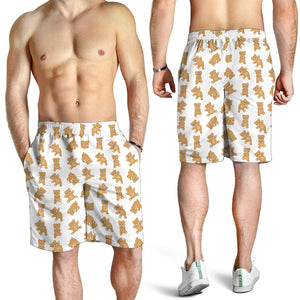 Cartoon Teddy Bear Pattern Print Men's Shorts