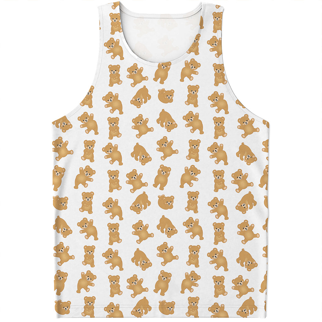 Cartoon Teddy Bear Pattern Print Men's Tank Top