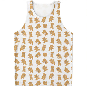 Cartoon Teddy Bear Pattern Print Men's Tank Top