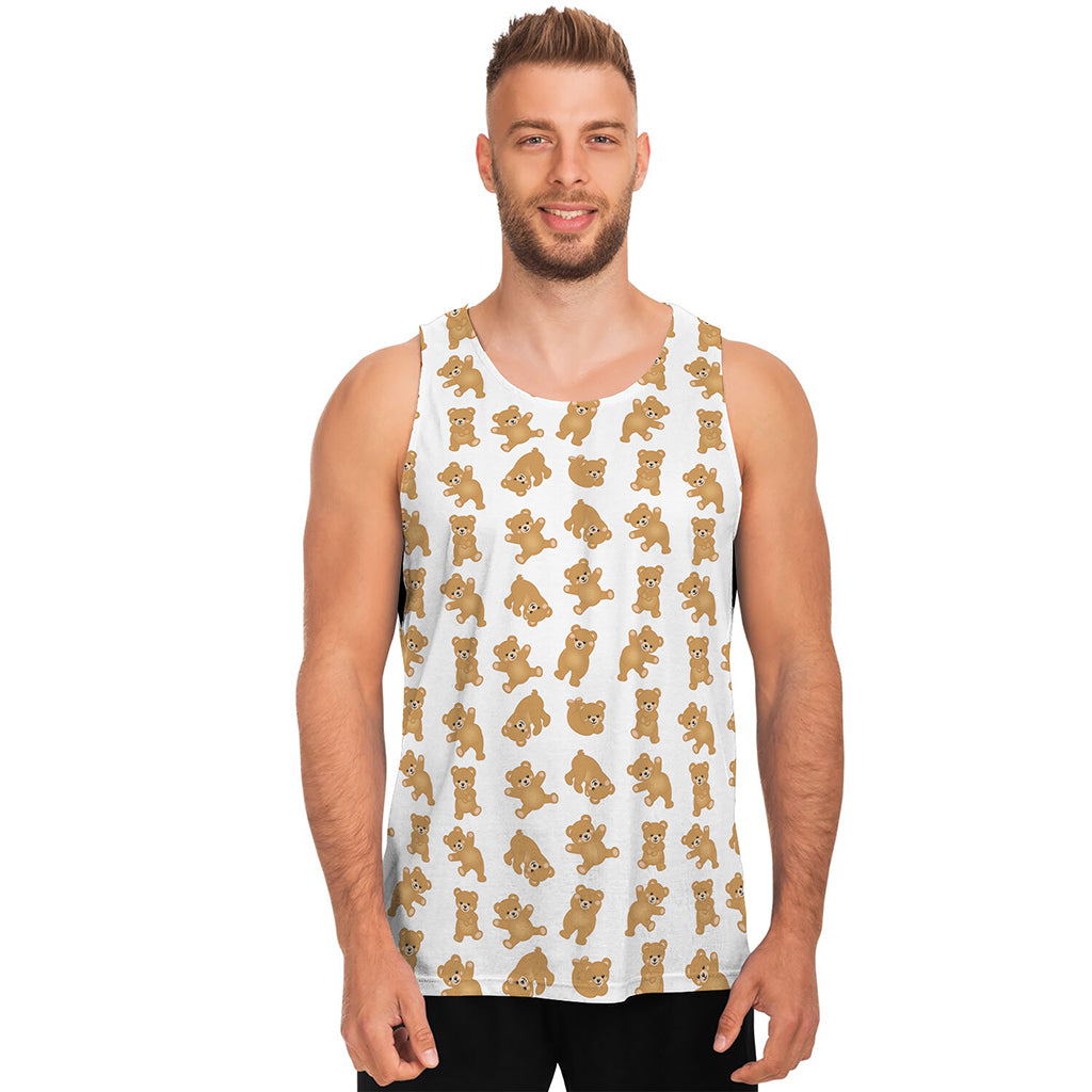 Cartoon Teddy Bear Pattern Print Men's Tank Top