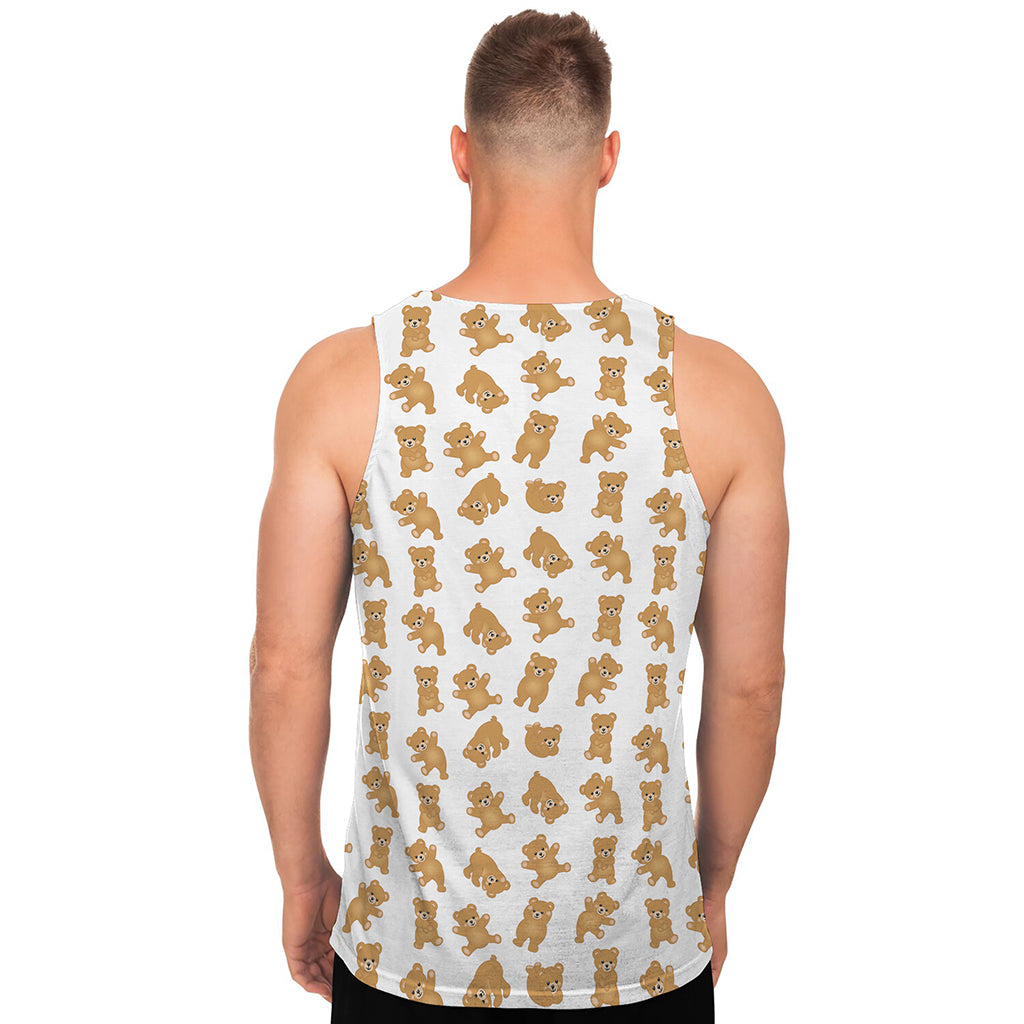 Cartoon Teddy Bear Pattern Print Men's Tank Top