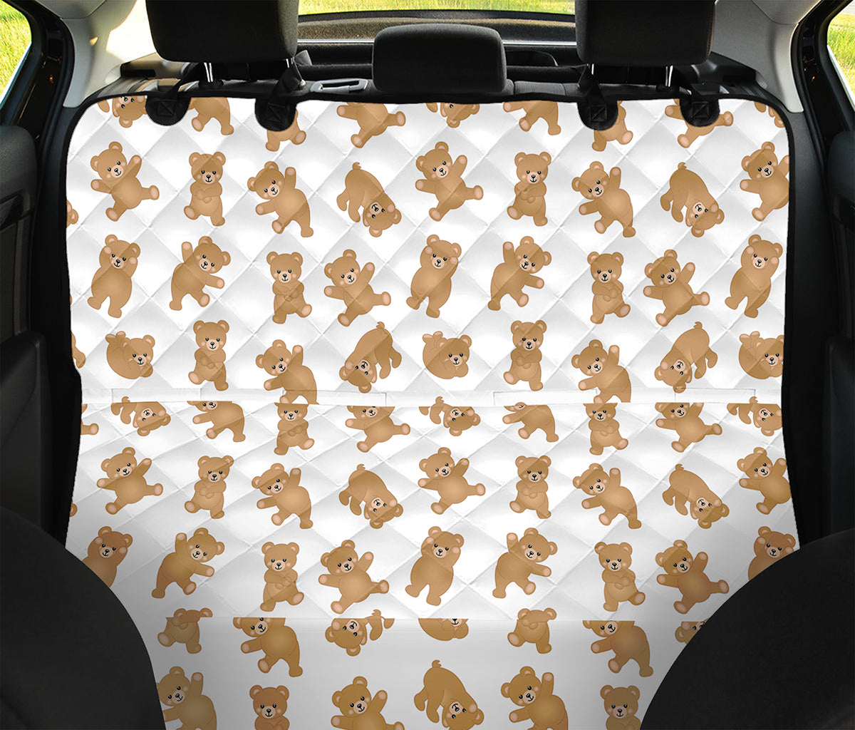 Cartoon Teddy Bear Pattern Print Pet Car Back Seat Cover