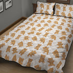 Cartoon Teddy Bear Pattern Print Quilt Bed Set