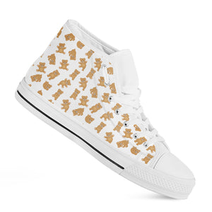 Cartoon Teddy Bear Pattern Print White High Top Shoes