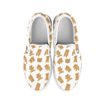 Cartoon Teddy Bear Pattern Print White Slip On Shoes