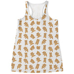 Cartoon Teddy Bear Pattern Print Women's Racerback Tank Top