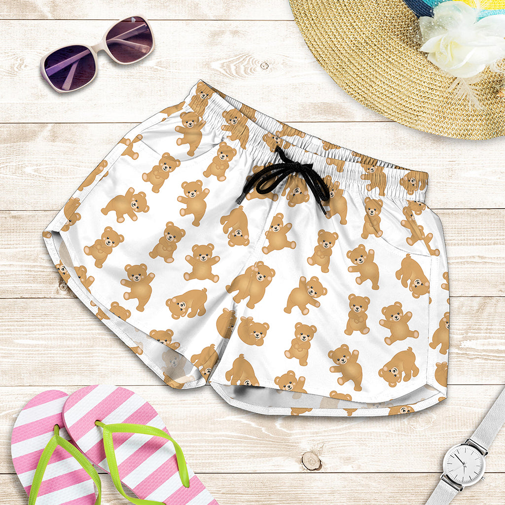 Cartoon Teddy Bear Pattern Print Women's Shorts