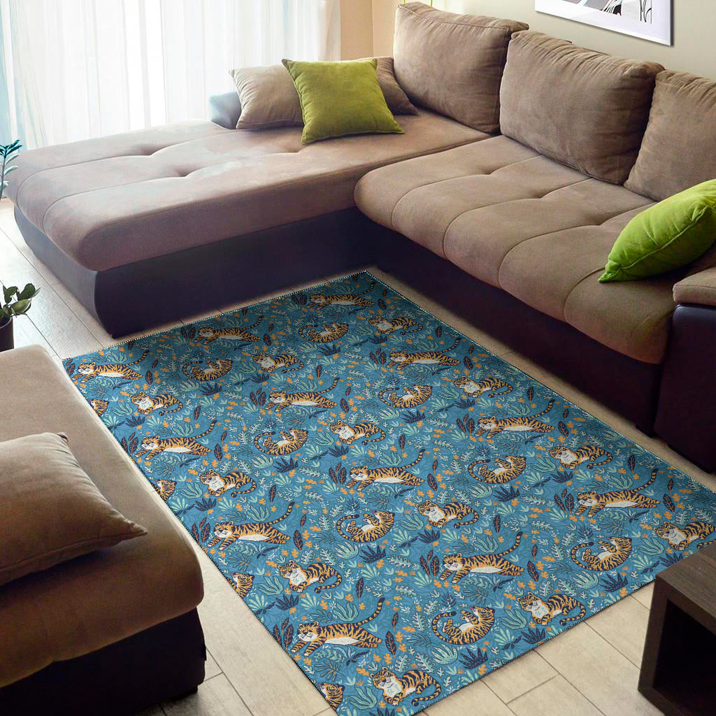 Cartoon Tiger Pattern Print Area Rug