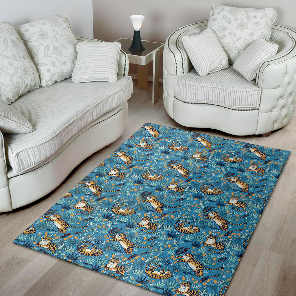 Cartoon Tiger Pattern Print Area Rug