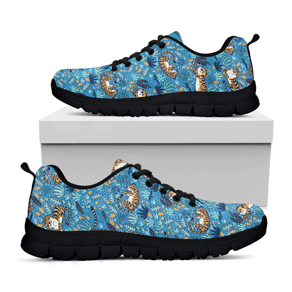 Cartoon Tiger Pattern Print Black Sneakers