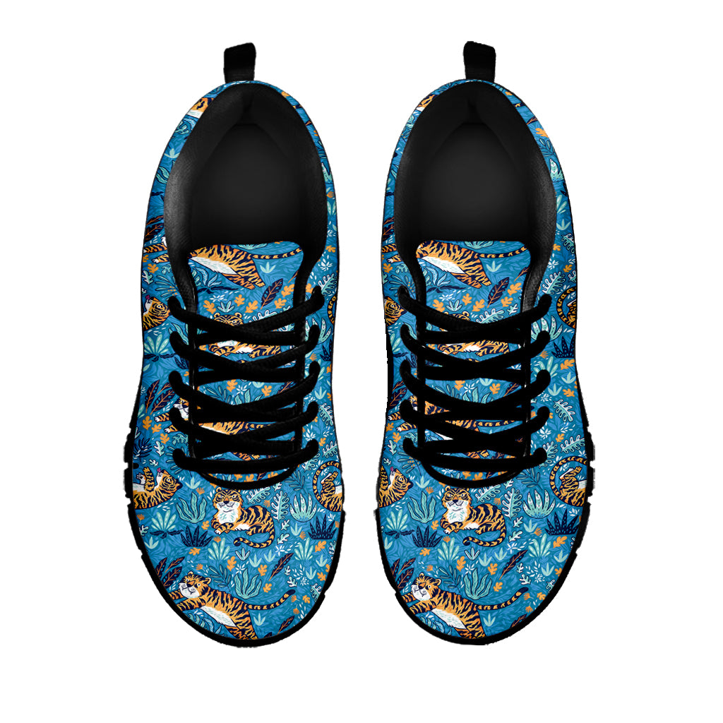 Cartoon Tiger Pattern Print Black Sneakers